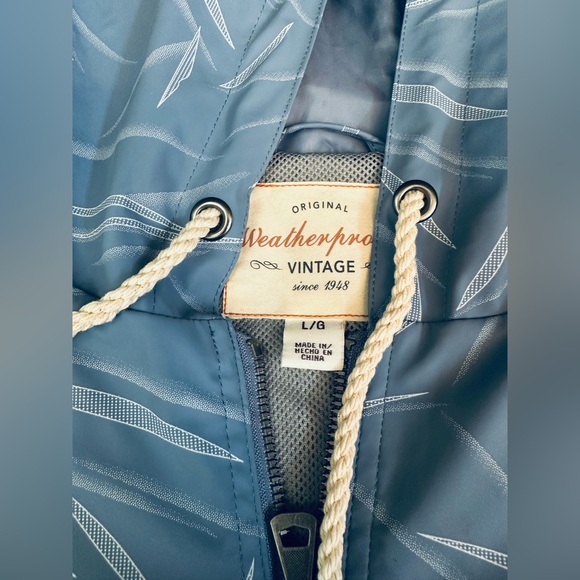 Weatherproof Vintage brand rain jacket sz LG periwinkle blue NWOT zip front - Picture 6 of 11